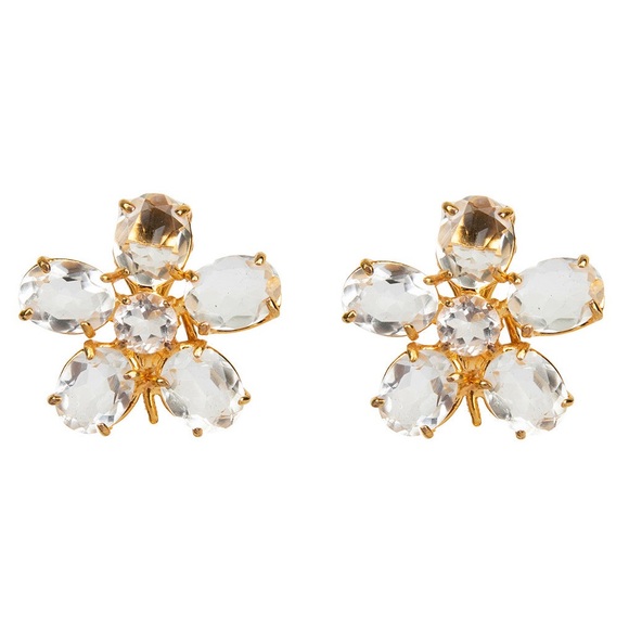 Clear Quartz Flower Earrings